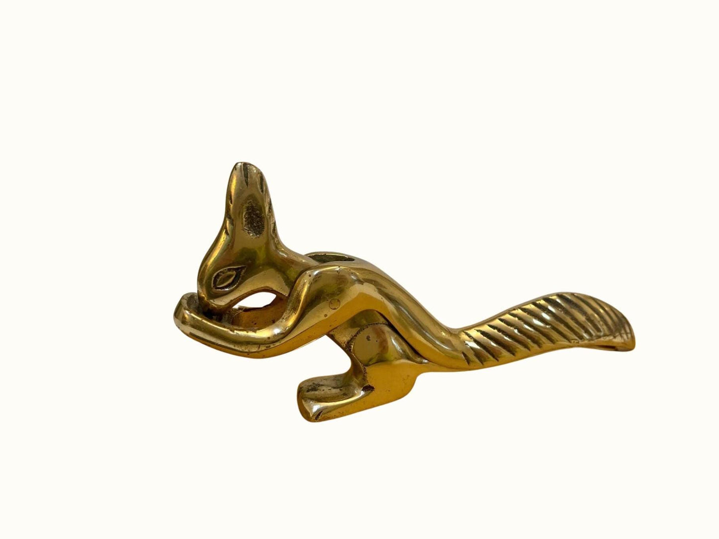 Vintage Mid-Century Brass Squirrel Nutcracker Décor