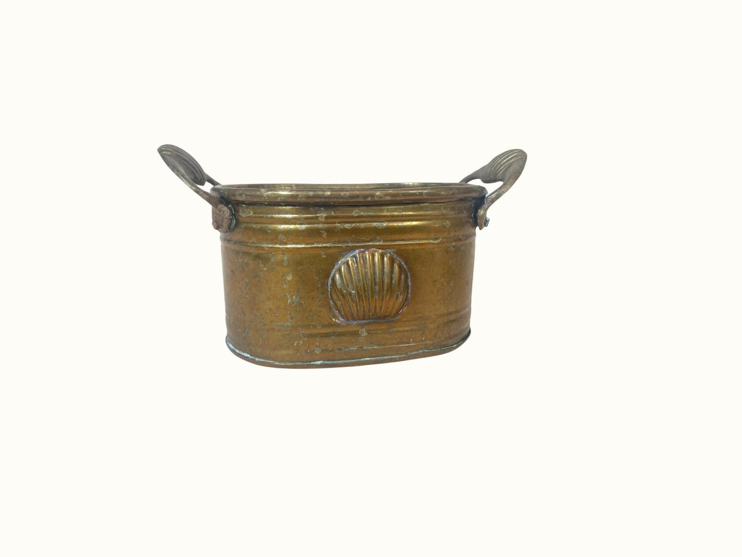 Vintage Brass Sea Shell Planter Container