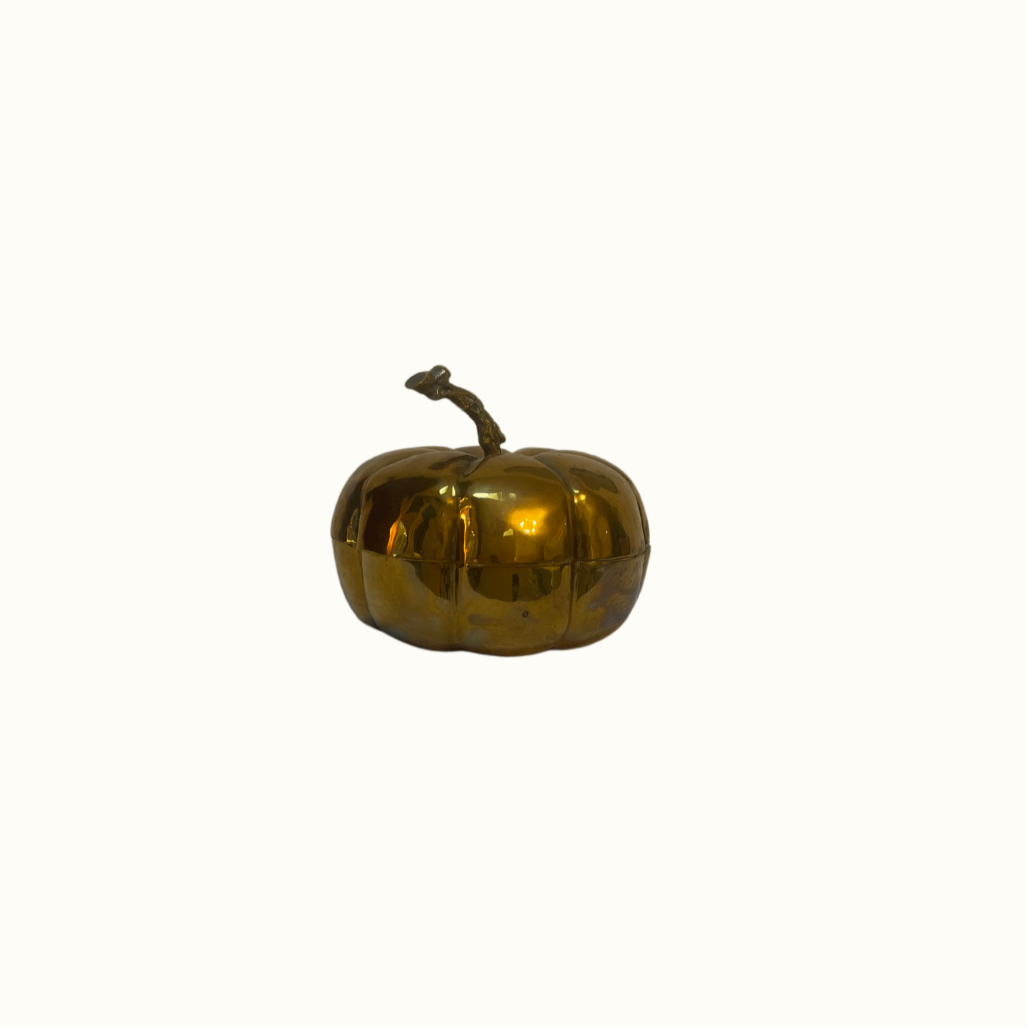 Vintage Brass Pumpkin Autumn Container Decor