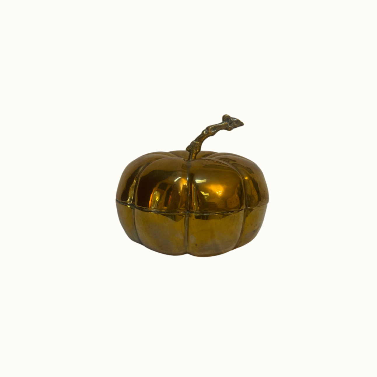 Vintage Brass Pumpkin Autumn Container Decor