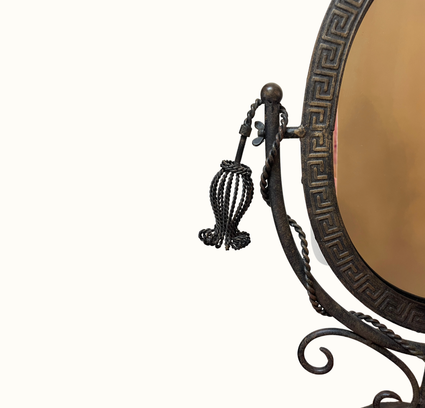 Vintage Greek Hollywood Regency Style Oval Swivel Dresser Mirror