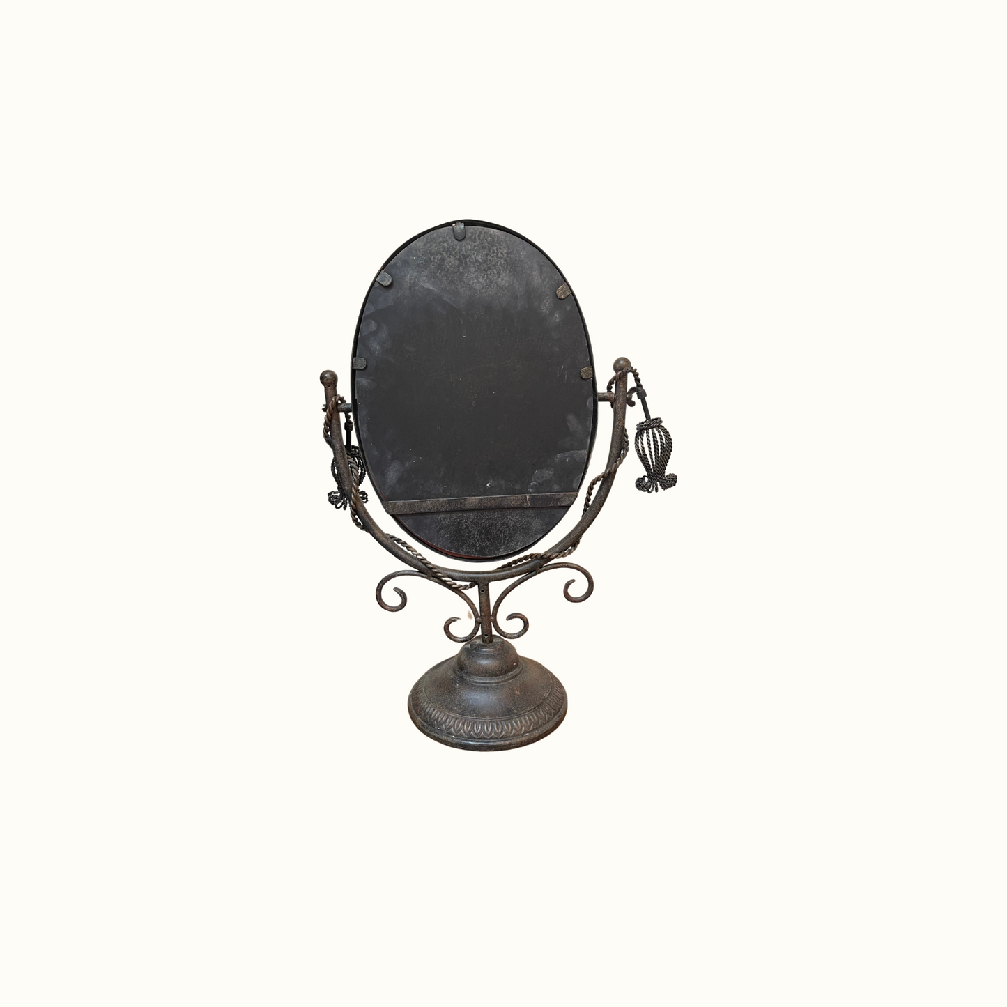Vintage Greek Hollywood Regency Style Oval Swivel Dresser Mirror