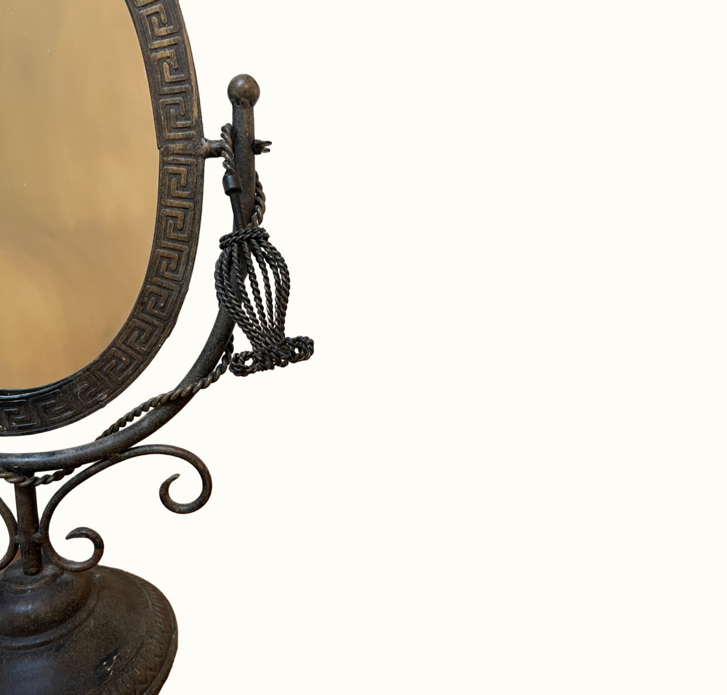 Vintage Greek Hollywood Regency Style Oval Swivel Dresser Mirror