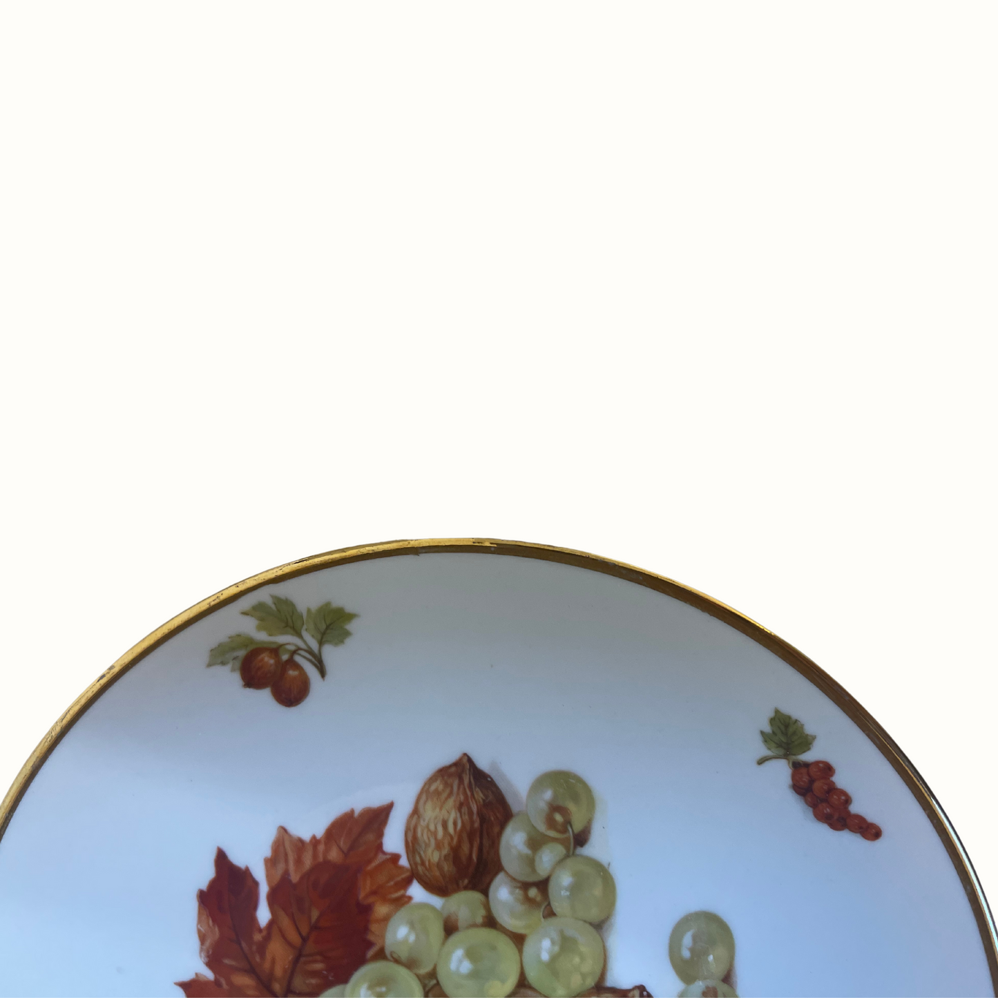 Vintage Bavaria Debra Porcelain Plate, Thanksgiving Grapes, Nuts, Maple Leaf