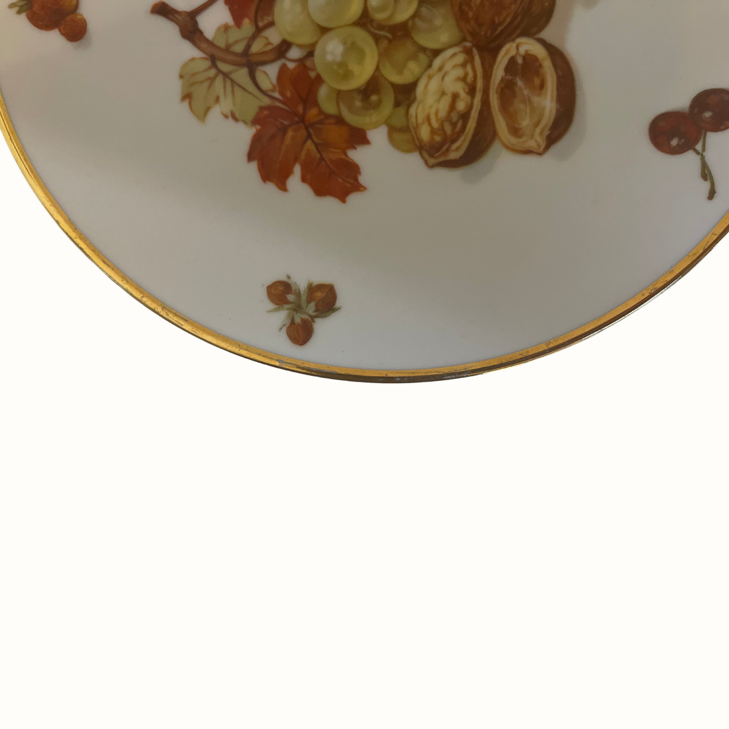 Vintage Bavaria Debra Porcelain Plate, Thanksgiving Grapes, Nuts, Maple Leaf