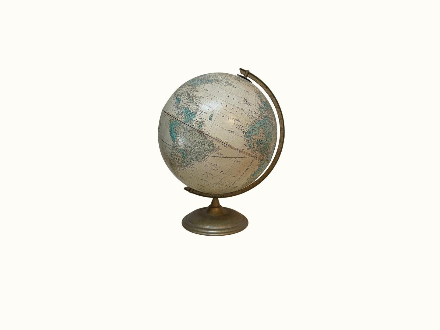 Vintage Cram's Imperial World Globe Tan, Gold, Brass