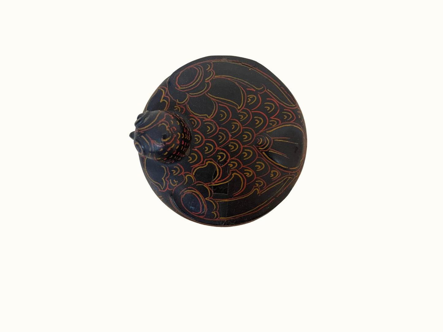 Vintage Burmese Bird Lacquerware Lidded Trinket Bowl Dish