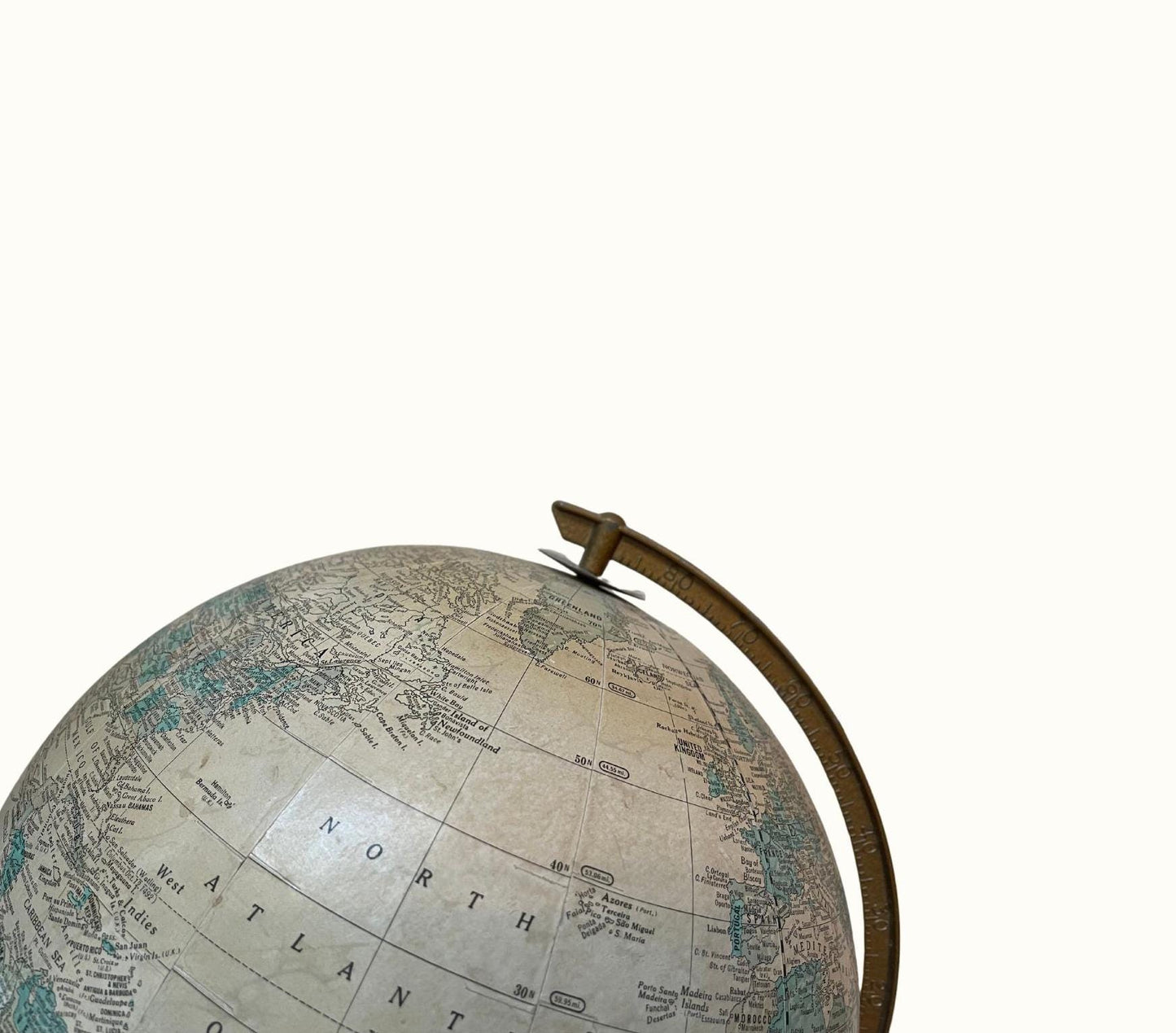 Vintage Cram's Imperial World Globe Tan, Gold, Brass