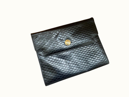 Vintage Albert Nipon Black Quilted Clutch Bag / Purse