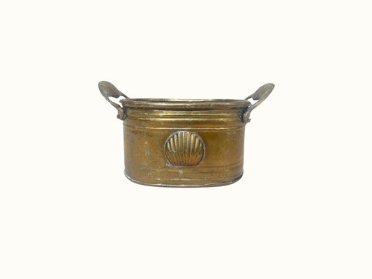 Vintage Brass Sea Shell Planter Container