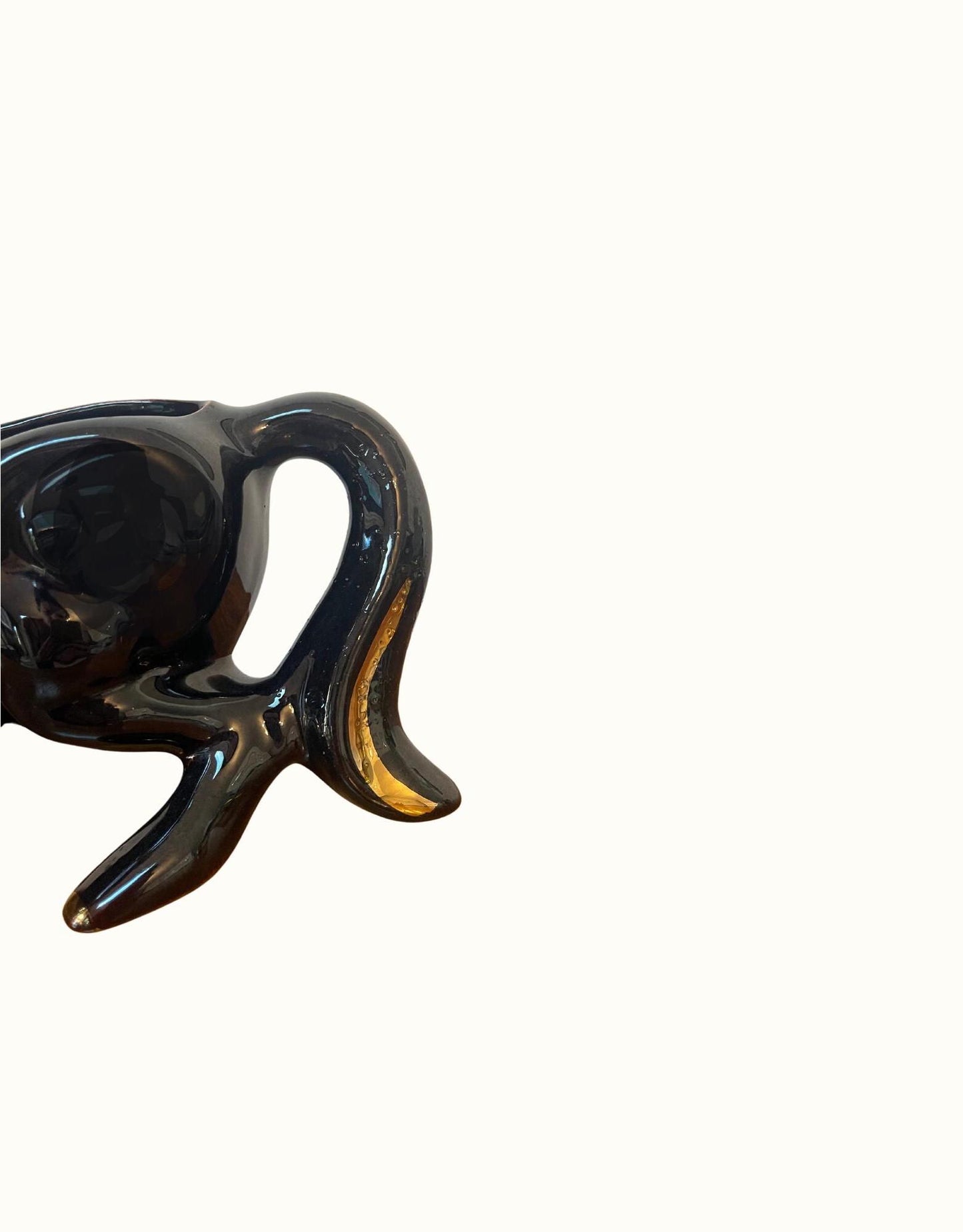 Vintage Mid Century Black and Gold Stallion Horse Planter