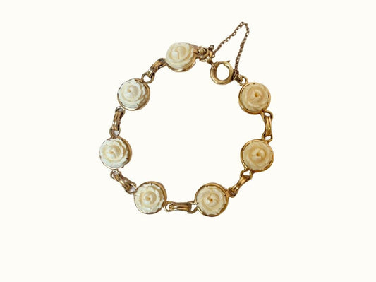 Vintage Ivory Rose 12k Gold Ronci Bracelet