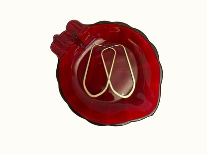 Vintage Ruby Red Anchor Hocking Glass Leaf Ashtray Trinket Dish