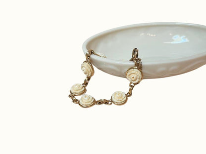 Vintage Ivory Rose 12k Gold Ronci Bracelet