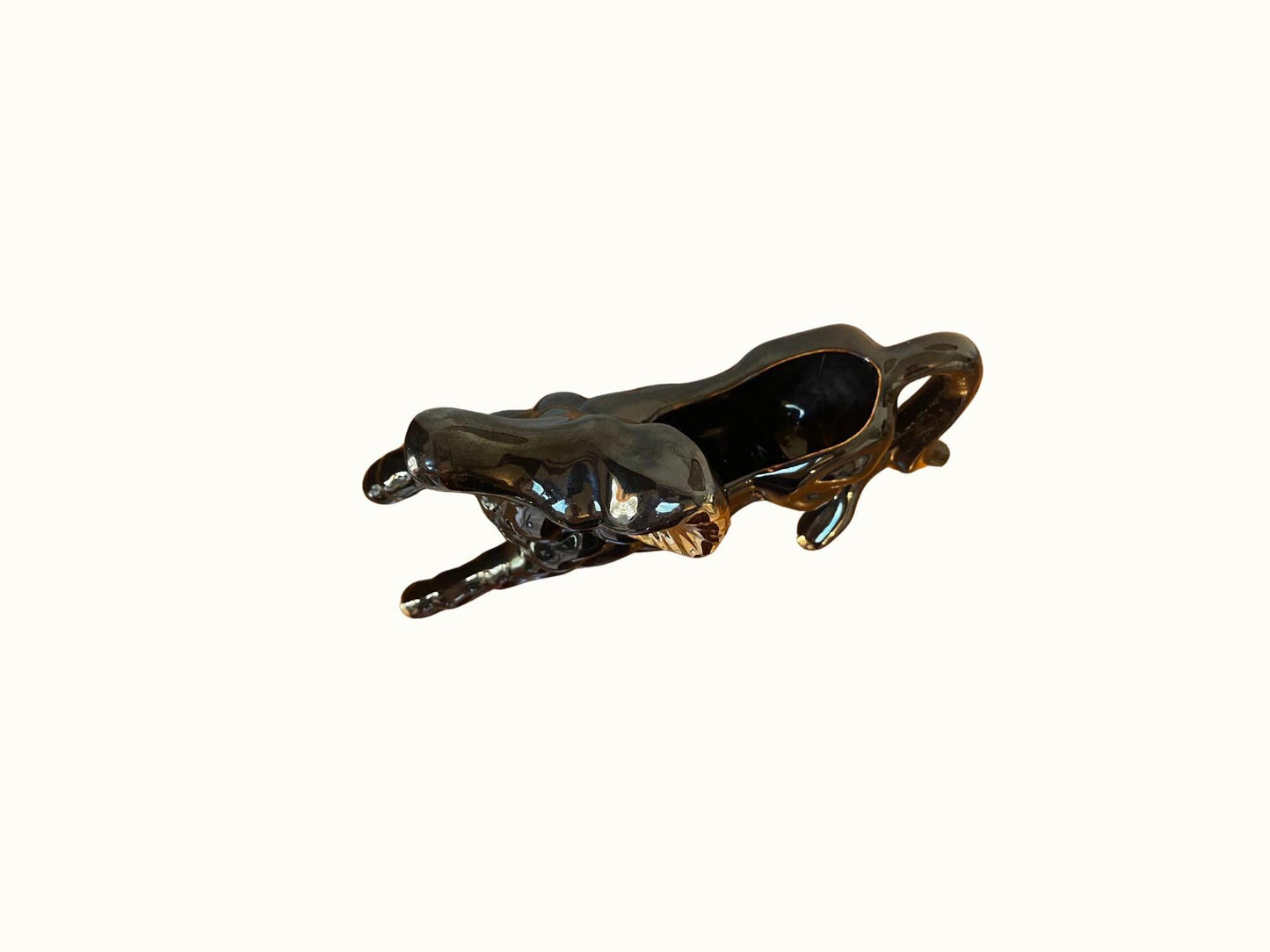 Vintage Mid Century Black and Gold Stallion Horse Planter