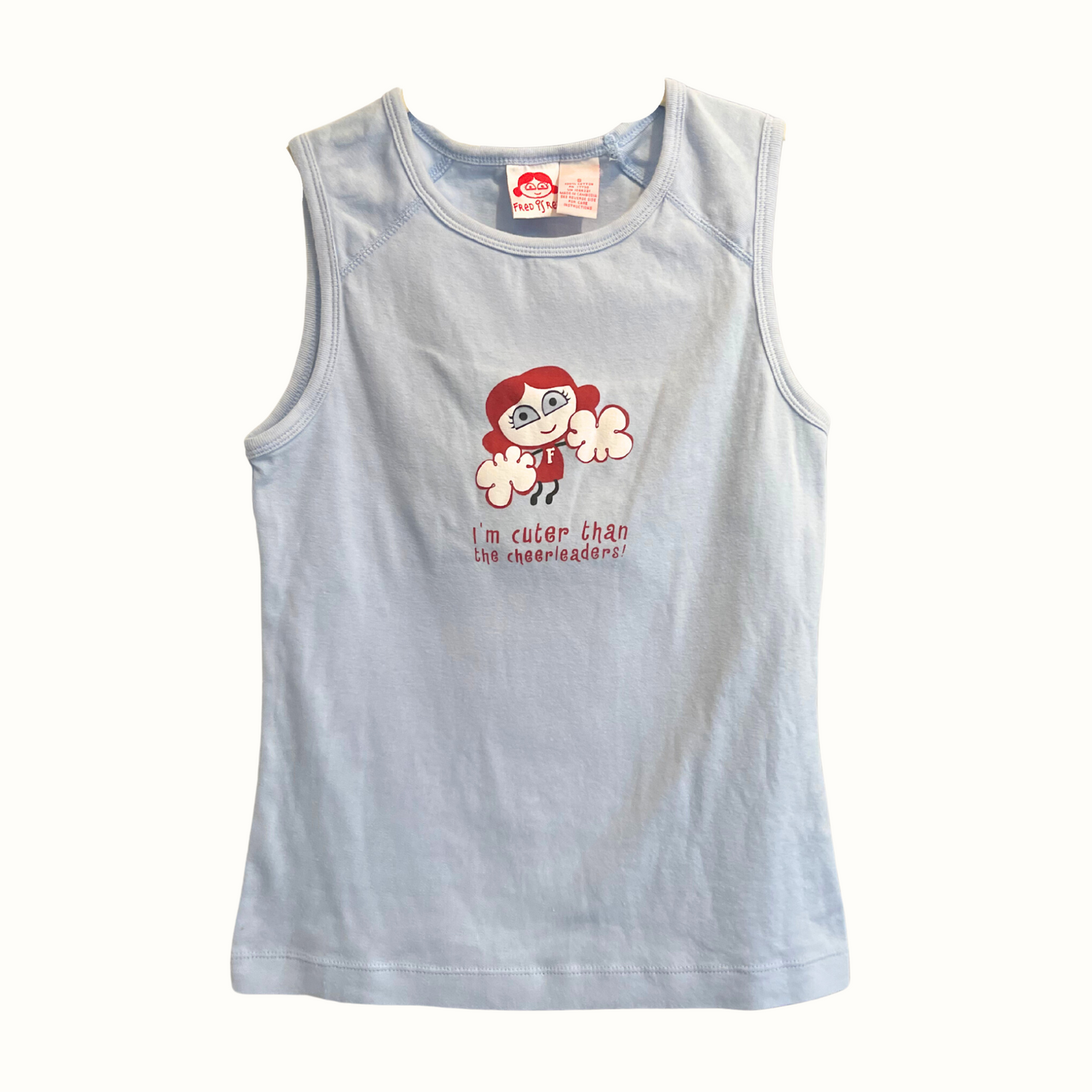 Vintage Baby Blue Tank Top- "Cuter Than The Cheerleaders"