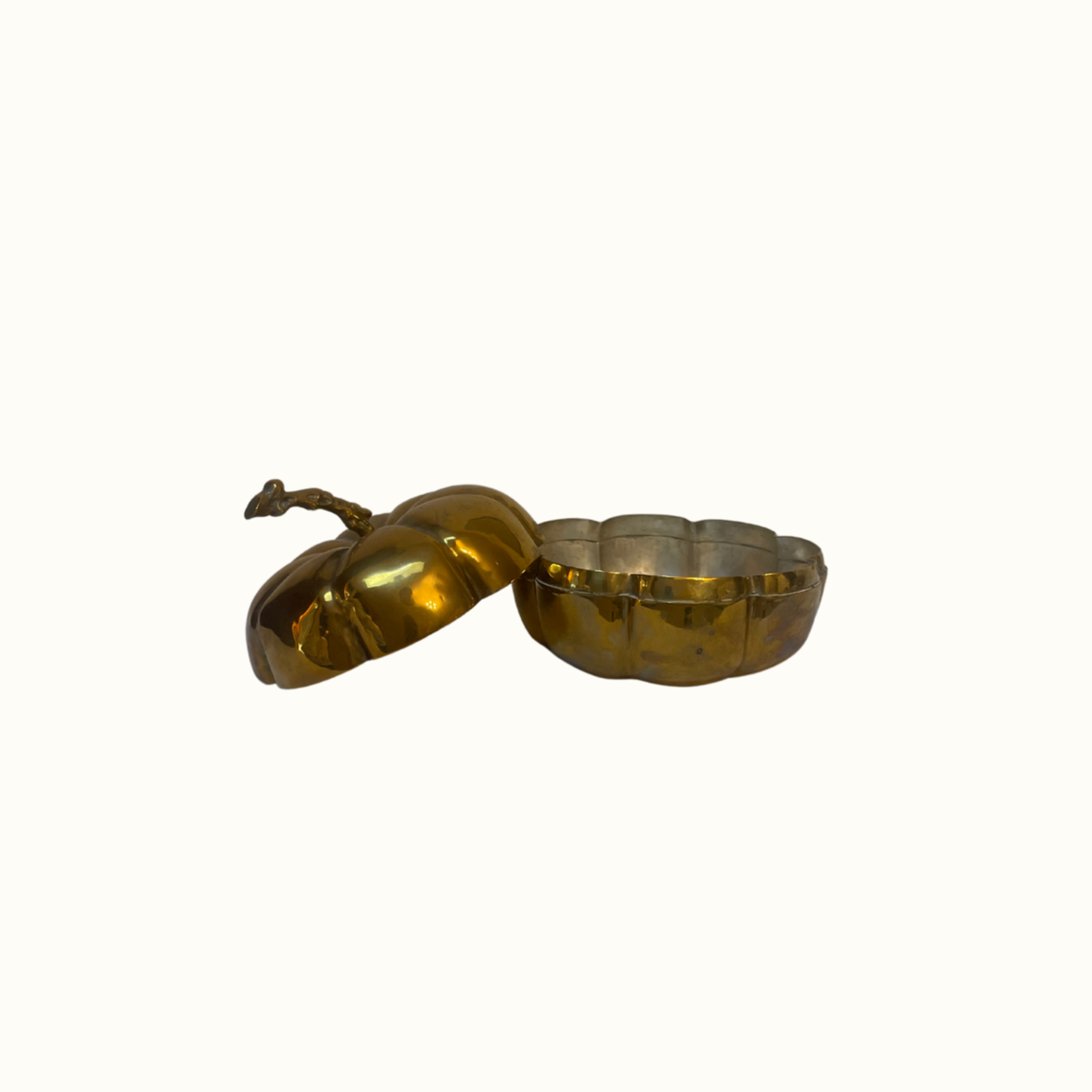 Vintage Brass Pumpkin Autumn Container Decor