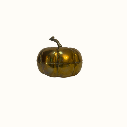 Vintage Brass Pumpkin Autumn Container Decor