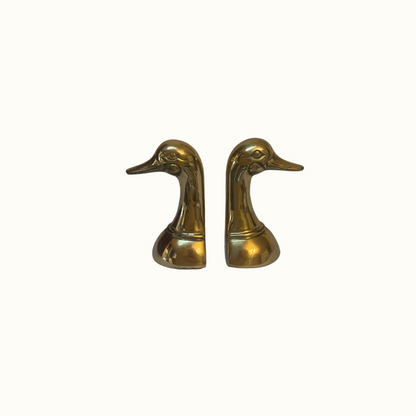 Vintage Brass Duck Head Mallard Bookends (Pair)