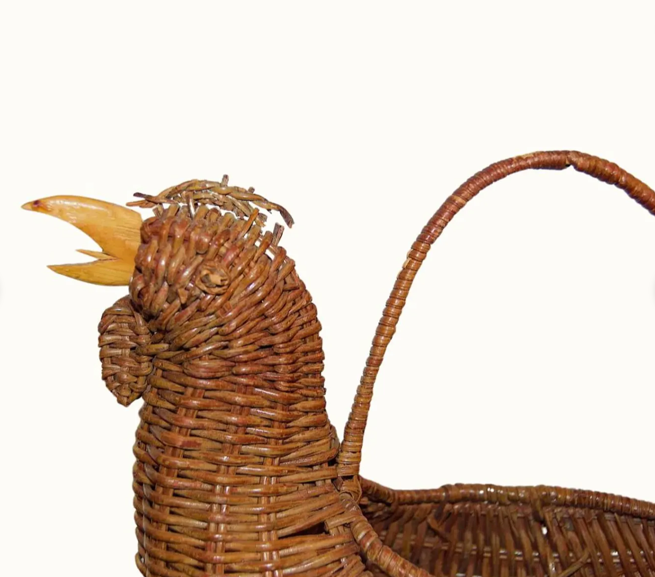 Vintage Woven Rooster Basket With Handle