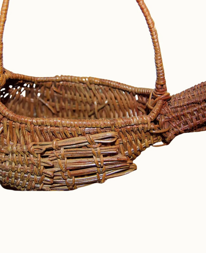 Vintage Woven Rooster Basket With Handle