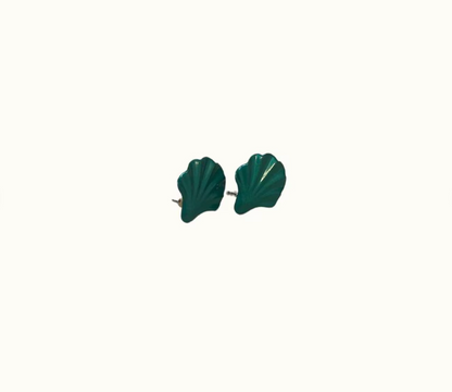 Vintage Green Sea Shell Earrings