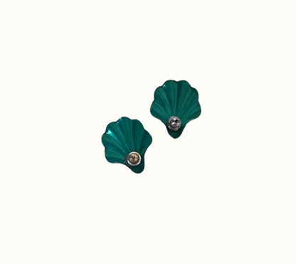 Vintage Green Sea Shell Earrings