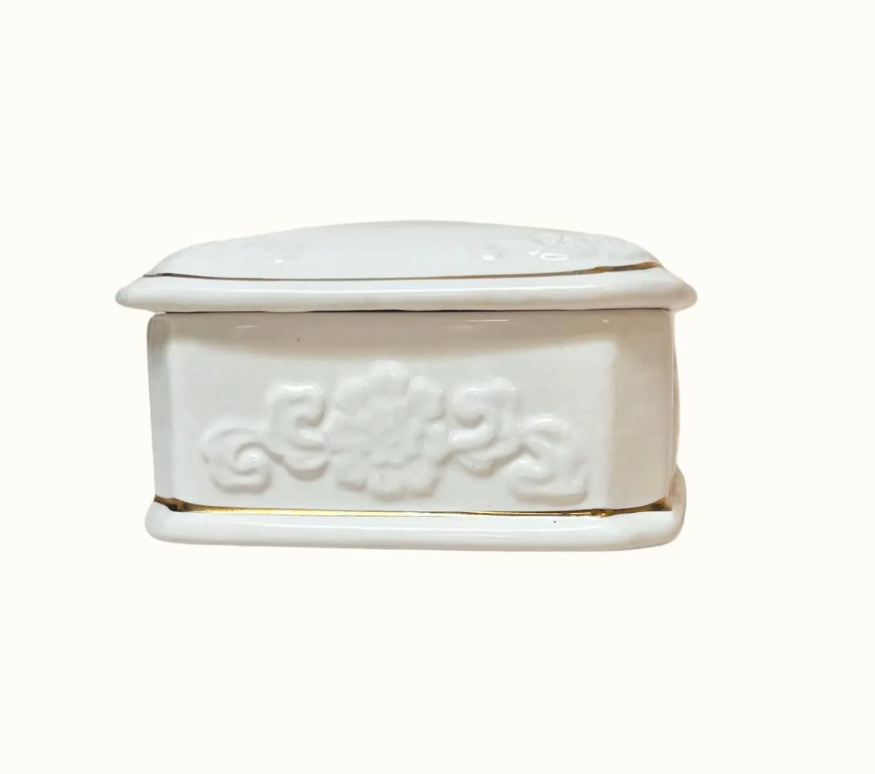 Vintage Paul Sebastian White and Gold Trinket Box