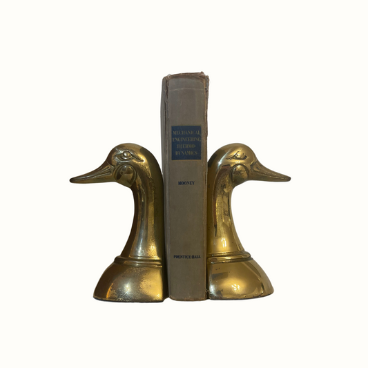 Vintage Brass Duck Head Mallard Bookends (Pair)