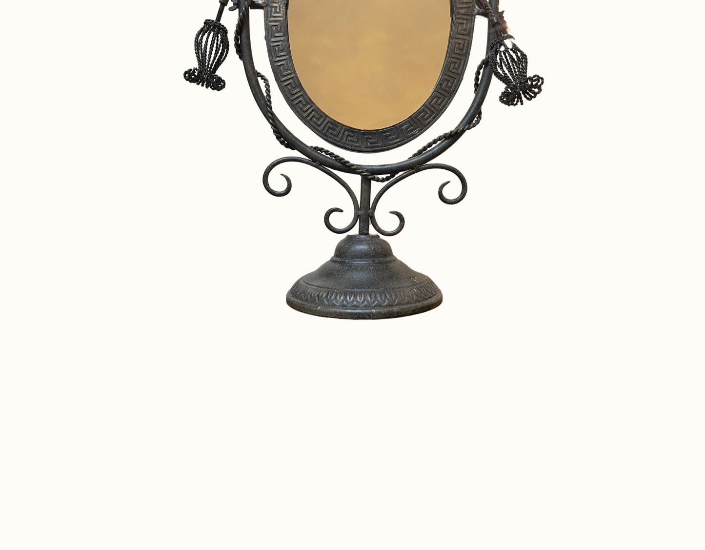 Vintage Greek Hollywood Regency Style Oval Swivel Dresser Mirror