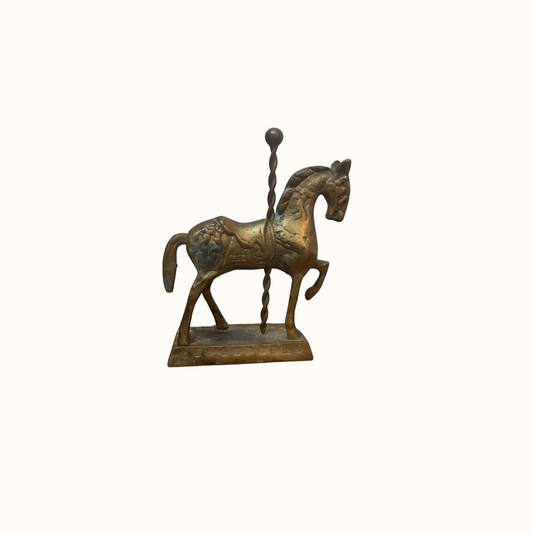 Vintage Brass Mini Carousel Pony Figurine Paperweight