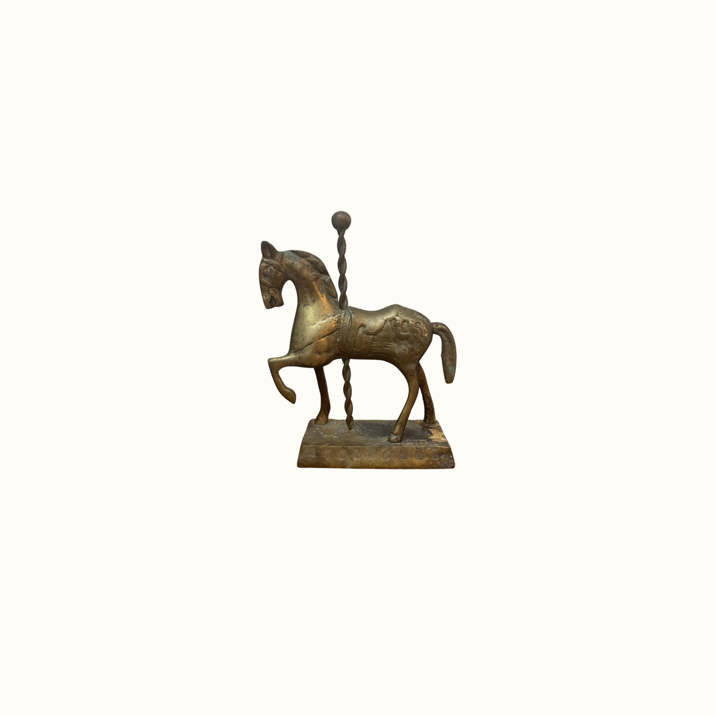 Vintage Brass Mini Carousel Pony Figurine Paperweight