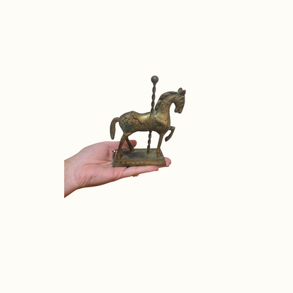 Vintage Brass Mini Carousel Pony Figurine Paperweight