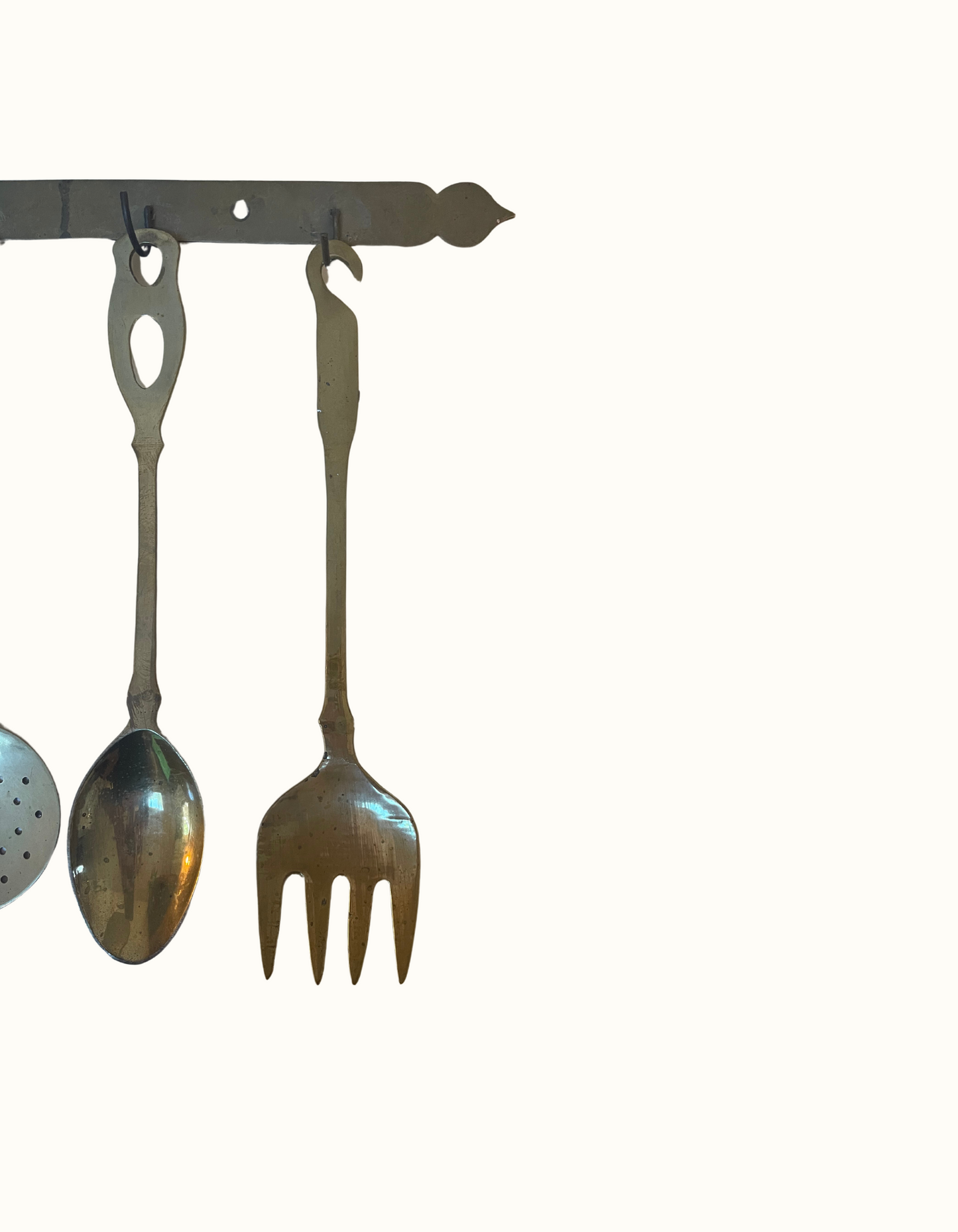 Vintage Brass French Country Hanging Kitchen Utensil Set