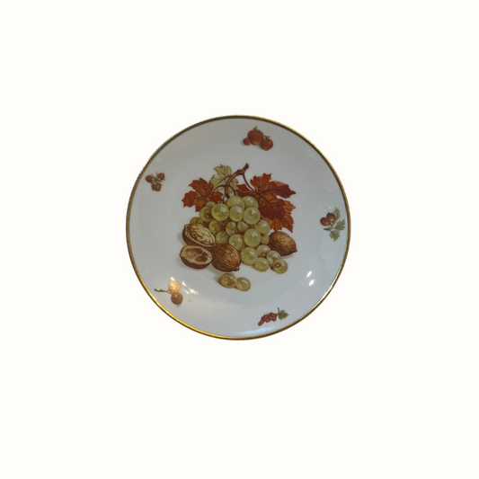 Vintage Bavaria Debra Porcelain Plate, Thanksgiving Grapes, Nuts, Maple Leaf