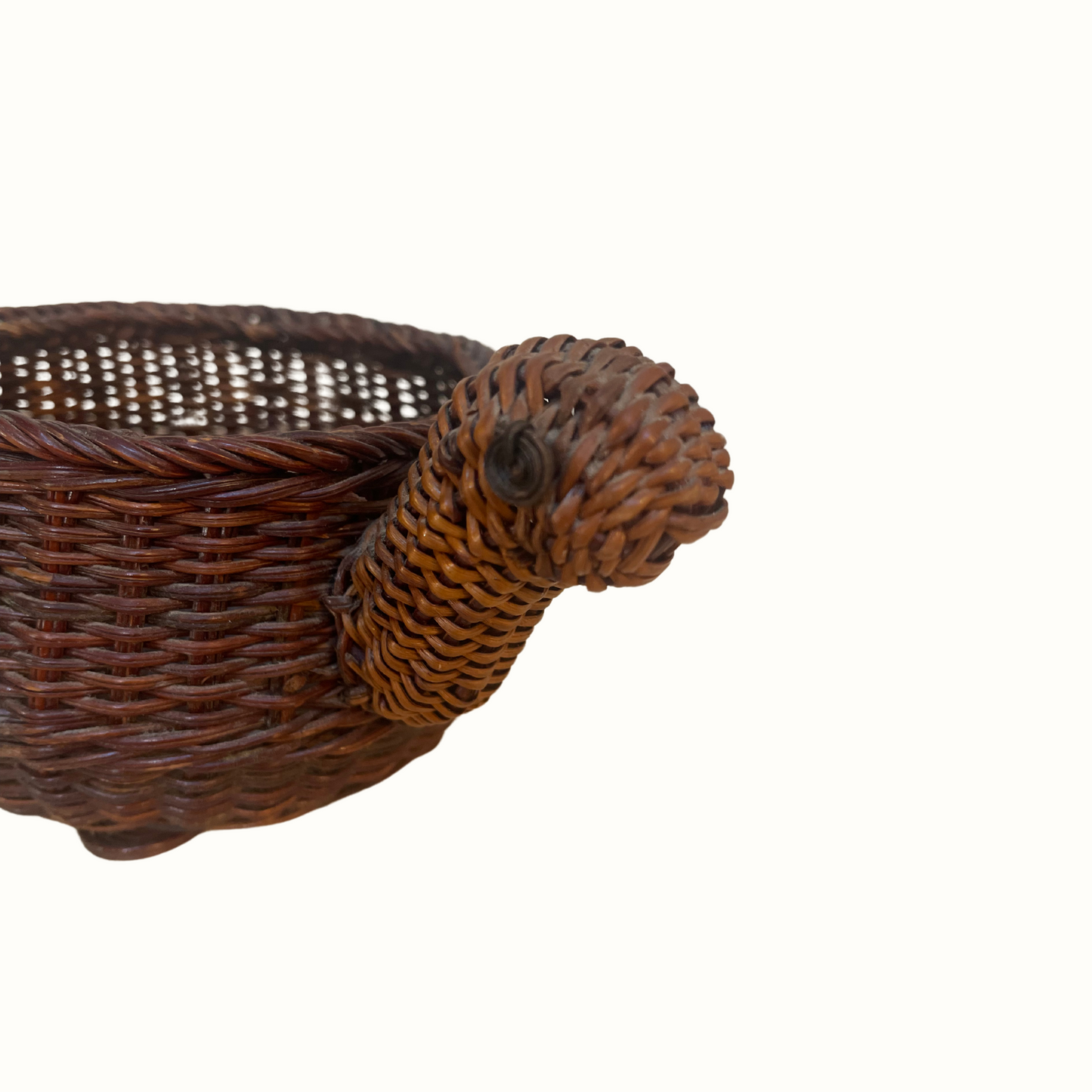 Vintage Turtle Wicker Weaved Basket Planter