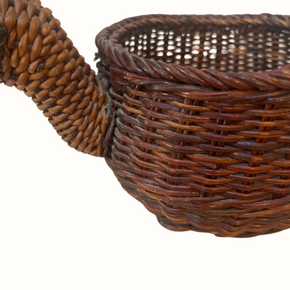 Vintage Turtle Wicker Weaved Basket Planter