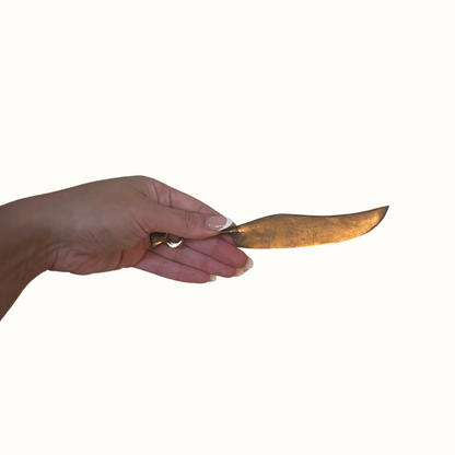 Vintage Hand Carved Brass Butter Knife