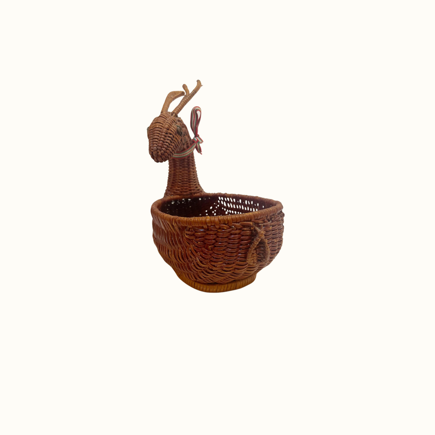 Vintage Wicker Deer Reindeer Basket / Plant Holder