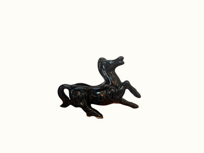 Vintage Mid Century Black and Gold Stallion Horse Planter