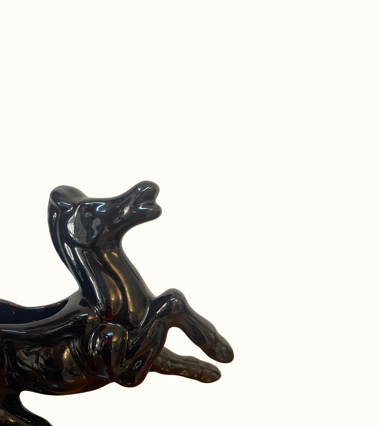 Vintage Mid Century Black and Gold Stallion Horse Planter