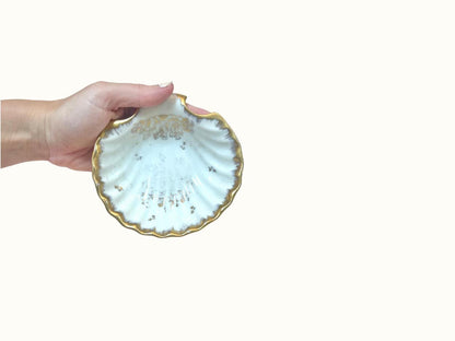 Vintage "Pate de Limoges France" Porcelain Clam Shell Soap or Trinket Dish