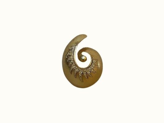 Vintage Large Gold Brooch Jeweled Sea Shell Swirl