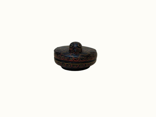 Vintage Burmese Bird Lacquerware Lidded Trinket Bowl Dish