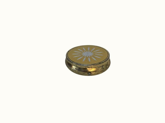 Vintage Gold Starburst Round Pill Box, 3 Compartments Case