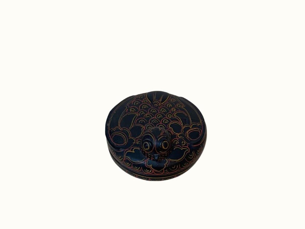 Vintage Burmese Bird Lacquerware Lidded Trinket Bowl Dish